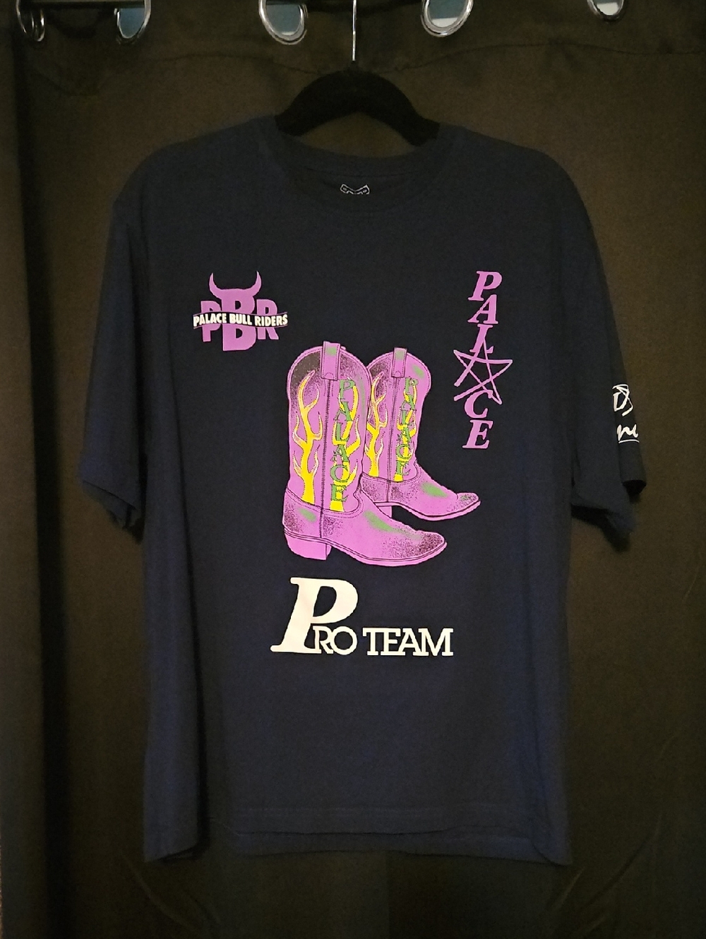 PALACE Navy Tee with Pink Cowboy Boots